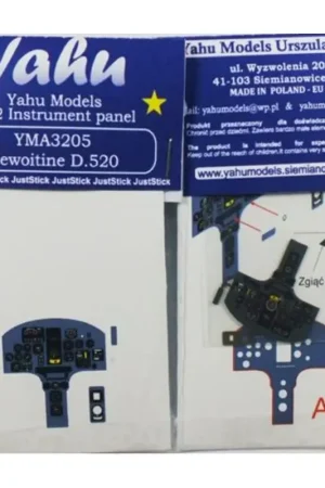 Laatste Versie Dewoitine D.520 Photoetched instrument panels. Coloured. Ready to fit in a model (JustStick) (designed to be used with Azur kits