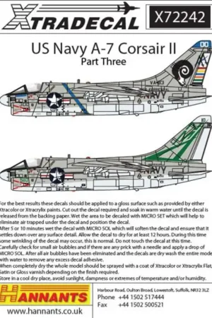 Seizoensaanbieding Sticker Colourful USN Vought A-7B/E Corsair Part 3 (4)A-7B 154390 NM/510 VA-155 Silver Foxes USS Oriskany 1975A-7E 157459 AA/300