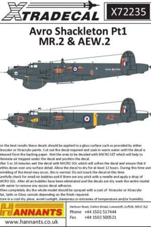 Sticker Avro Shackleton MR.2/AEW.2 Pt 1 (4) AEW.2 WL747 47/8 Sqn 'Florence' RAF Lossiemouth 1979 Overall DSG - MR.2 WR964 204/Q Nieuw