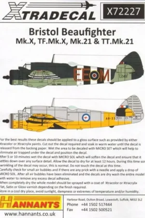 Koopje Sticker Bristol Beaufighter Mk.XX72227 Bristol Beaufighter Mk.X, TF Mk.X, Mk.21, TT Mk.21 (10) Mk.X KW393/W 27 Sqn Burma 1945 -