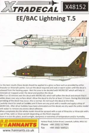 Sticker BAC/EE Lightning T.5 (5) XS459/X 56 Sqn RAF Binbrook 1976 - XS452 Pink Flamingo Akrotiri Station Flight Cyprus 1975 - Veilige Betaling