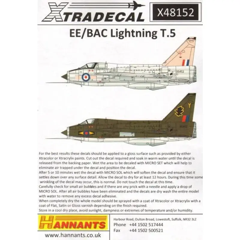Sticker BAC/EE Lightning T.5 (5) XS459/X 56 Sqn RAF Binbrook 1976 - XS452 Pink Flamingo Akrotiri Station Flight Cyprus 1975 - Veilige Betaling
