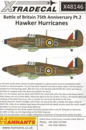 Lage Kosten Sticker Hawker Hurricane Mk.I 1940 Battle of Britain Pt.2 (5)P3221 SO-K 145 Sqn Flt.Lt A.H.Boyd RAF Westhampnett, W.SussexP2831