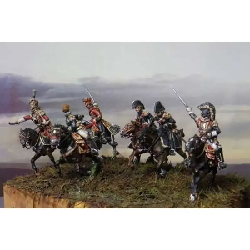 FRENCH HIGH STAFF CHARGE AT WATERLOO (6 horses - 6 horsemen) in white metal NEY, HIMES, COLBERT, KELLERMAN etc. Rechtstreeks Van De Fabrikant