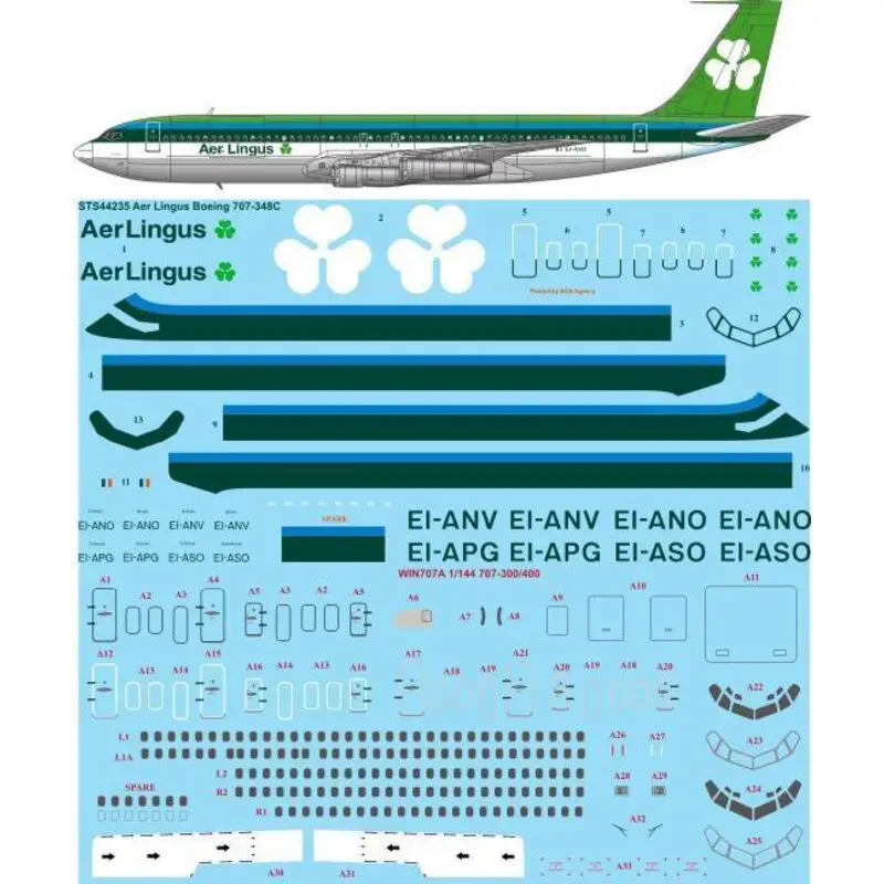 Sticker Aer Lingus 1970s livery Boeing 707-348C Decal Nu Kopen
