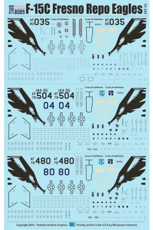 Laatste Versie Sticker McDonnell F-15C Fresno Repo Eagles Decal