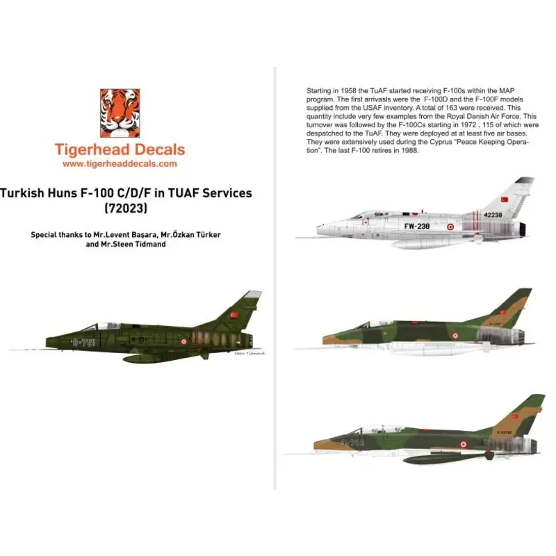 Sticker Turkish Huns North-American F-100C/F-100D/F-100F in TUAF Service Flitsaanbieding