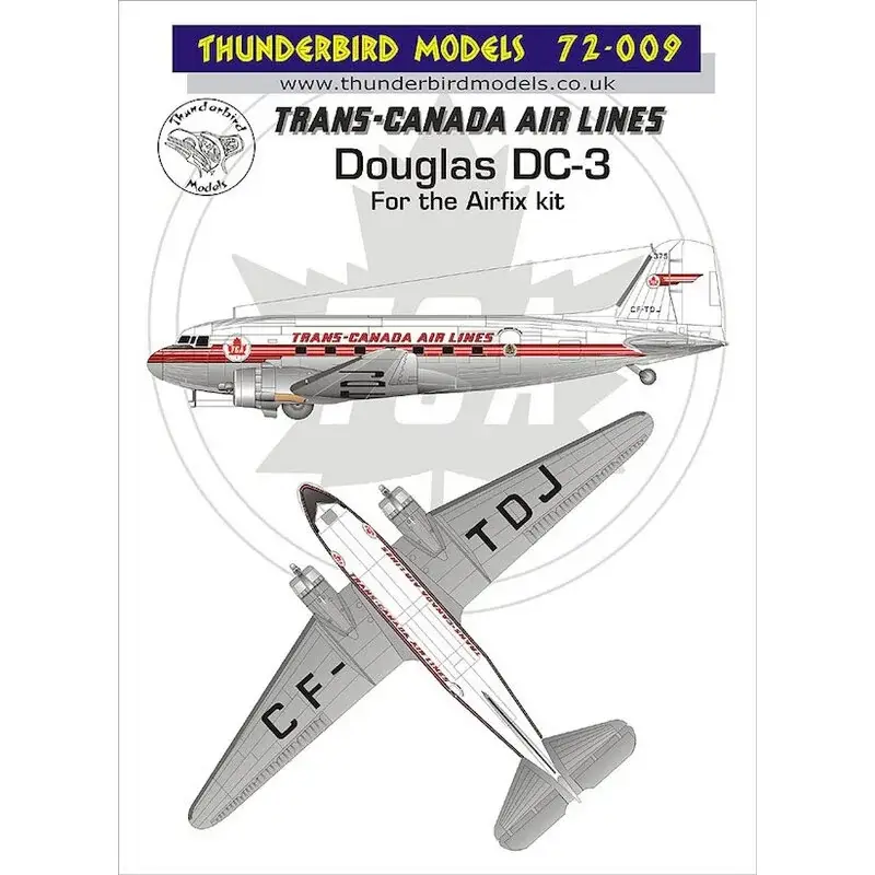 Sticker TCA/Trans-Canada Airlines Douglas DC-3 Decal Snelle Levering