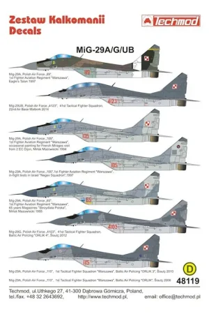 Sticker Mikoyan MiG-29A/Mikoyan MiG-29G/Mikoyan MiG-29UB Polish Air Force Decal Koop Online