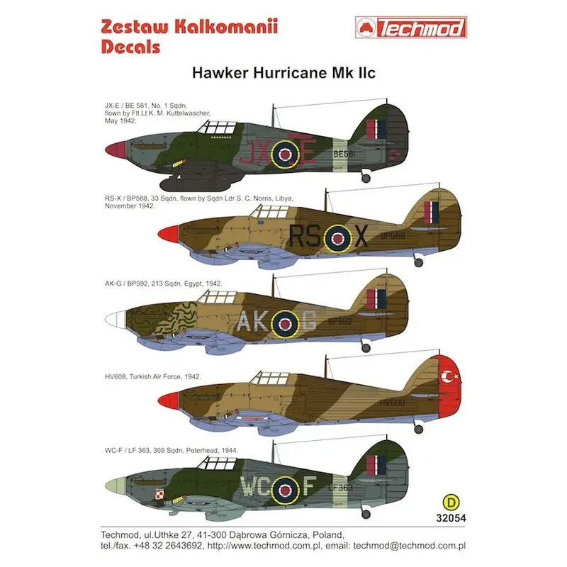 Sticker Hawker Hurricane Mk.IIC Decal Seizoensaanbieding