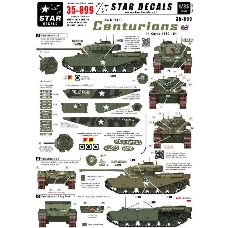 8th K.R.I.H Centurions in the Korean War 1950-51. Decal Bestseller