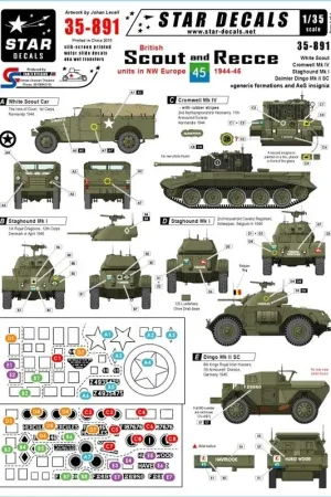 Nieuw British recce units in North West Europe 1944-45. White Scout, Cromwell Mk.IV and MK VI, Staghound, Dingo and generics
