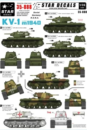 Russian KV-1 model/1940. Soviet, Germany, RONA Decal Koop Vandaag