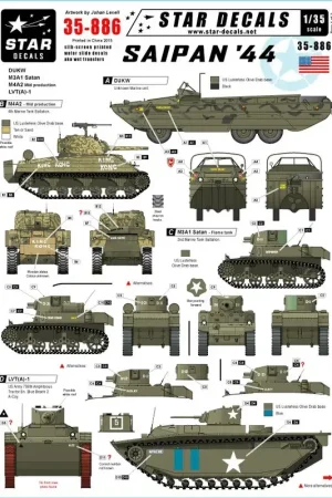 Saipan '44. DUKW, M4A2 Sherman, M3A1 Satan, LVT(A)-1 [GMC DUKW 353 Amphibious truck] Finale Uitverkoop