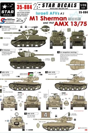 Israeli AFVs #3. M1 Sherman and AMX 13/75 Decal Gecertificeerd