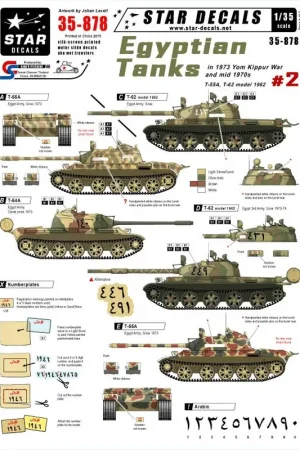Egypt Tanks #2 Yom Kippur War and 1970s. Russian T-55A and T-62 Decal Betrouwbaar