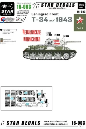 Laatste Versie Russian T-34 model/1943 - T-34 model/1943 Leningrad front early 1943. Decal