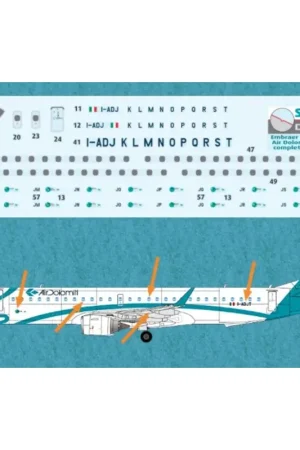 Sticker Embraer ERJ-195 Air Dolomiti registrations and the corresponding Opera name logos for this sheet and all passenger windo Nieuw