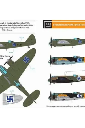 Sticker Bristol Blenheim Mk.I - Mk.II Finnish Air Force WW II Decal Uitverkoop