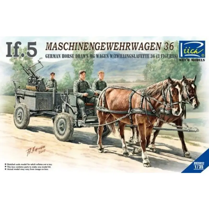 Must-Have IF.5 Maschinengwehrwagen 36. German Horse Drawn MG Wagen with Zwillingslafette 36 (3 Figures)