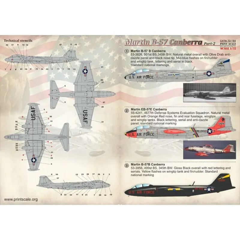 Sticker Martin B-57 Canberra Part-2 Decal Nu Kopen