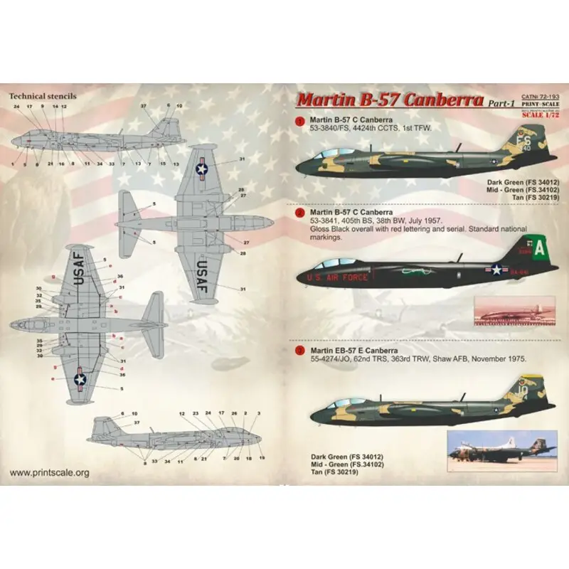 Sticker Martin B-57 Canberra Part-1 Decal Bestseller