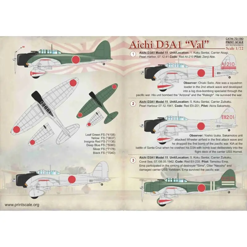 Sticker Aichi D3A1 Val1. Aichi D3A1 Model 11 Unit/Location: 1. Koku Sentai, Carrier Akagi, Pearl Harbor, 07.12.41.Code: Red AI-2 Laatste Versie