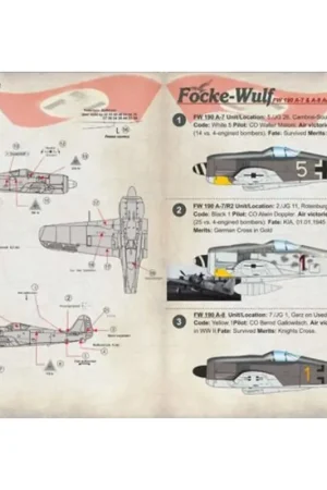 Direct Beschikbaar Sticker Focke-Wulf Fw 190A-7 & Fw 190A-8 1. FW 190 A-7 Unit/Location: 5./JG 26, Cambrai-South/Belgium, March 1944. Code: White 5