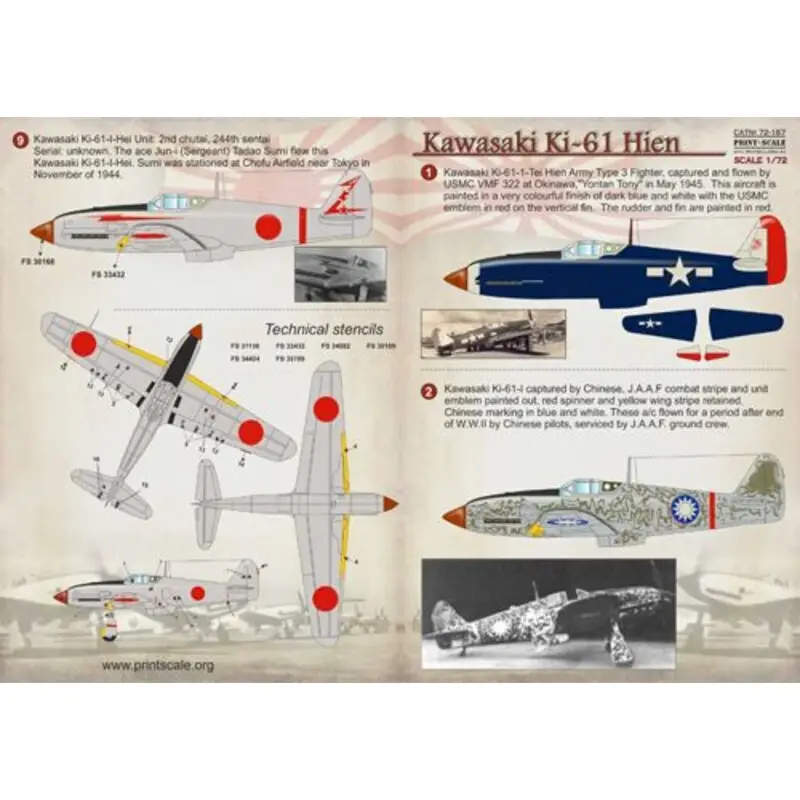 Sticker Kawasaki Ki-61 Hien Decal Fabrieksprijs