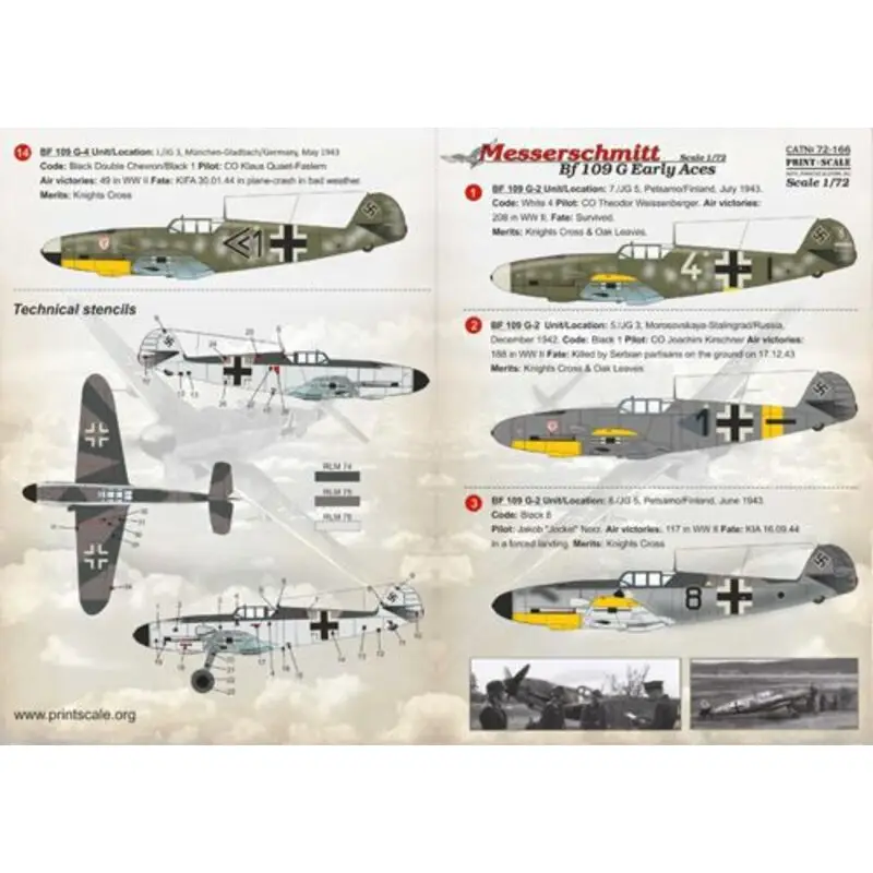 Express Levering Sticker Messerschmitt Bf 109G-2/Bf 109G-4 Early Aces Decal