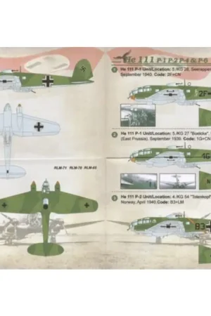 Nieuw Sticker Heinkel He 111P-1, He 111P-2, He 111P-4 & He 111P-6 Decal