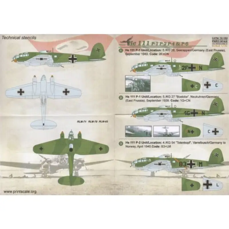 Nieuw Sticker Heinkel He 111P-1, He 111P-2, He 111P-4 & He 111P-6 Decal
