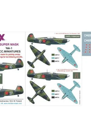 Koop Online Yakovlev Yak-1 (designed to be used with Accurate Miniatures and Eduard kits) 2 canopy masks (outside and inside canopy masks) +