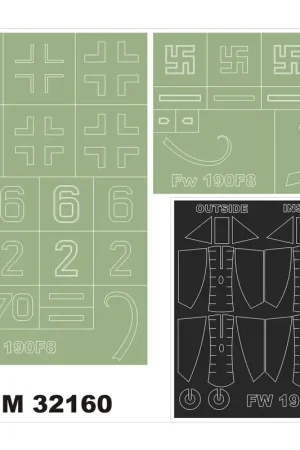 Focke-Wulf Fw 190F-8 (designed to be used with Revell kits) 4869 2 canopy masks (outside and inside canopy masks) + 2 insign Meest Verkocht
