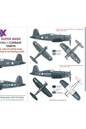Speciale Aanbieding Vought F4U-1 Corsair (designed to be used with Tamiya kits) 2 canopy masks (outside and inside canopy masks) + 3 insignia masks