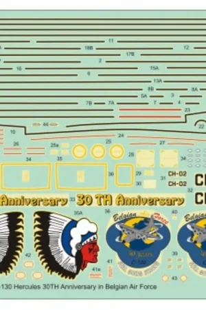 Direct Beschikbaar Sticker Lockheed C-130 Hercules 30TH Anniversary in Belgian Air force Decal