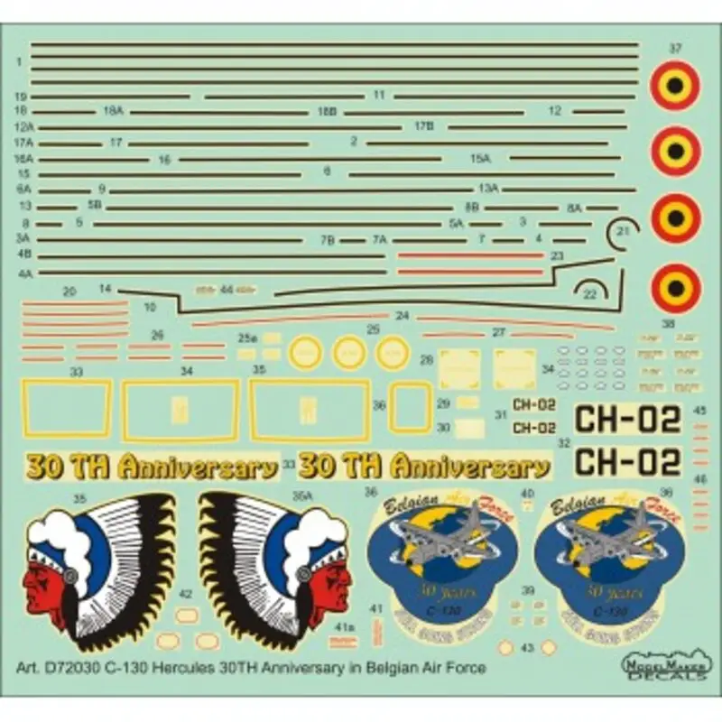 Direct Beschikbaar Sticker Lockheed C-130 Hercules 30TH Anniversary in Belgian Air force Decal