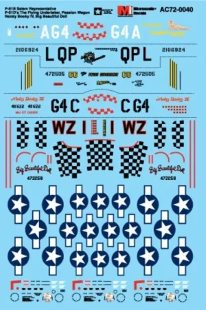 Nieuw Sticker North-American P-51B Salem Representative, P-51D's - The Flying Undertaker, Passion Wagon, Nooky Booky IV, Big Beautiful