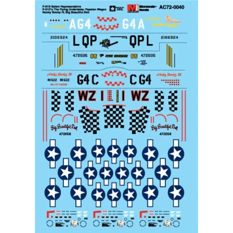 Nieuw Sticker North-American P-51B Salem Representative, P-51D's - The Flying Undertaker, Passion Wagon, Nooky Booky IV, Big Beautiful