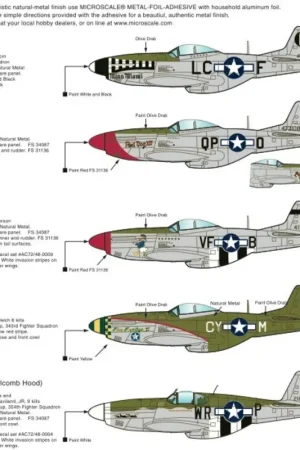 Koopje Sticker North-American P-51B The Iowa Beaut, P-51D's Donald Emerson's, Miss Miami, Miss Marilyn II & Red Dog XII