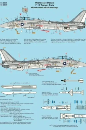 Sticker Grumman F-14 Tomcat Data Sheet: Contains Un-Armed Missile Markings [F-14A F-14B F-14C F-14D] Koop Online