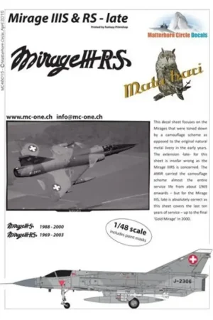 Sticker Dassault Mirage IIIS & RS late [Dassault Mirage IIIE] Decal Alleen Vandaag