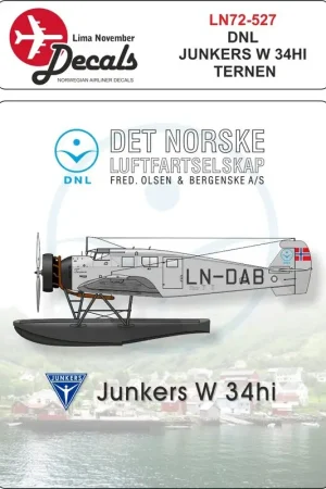 Sticker DNL Det Norske Luftfartselskap Junkers W34 includes masks (designed to be used with Special Hobby kits) Finale Uitverkoop