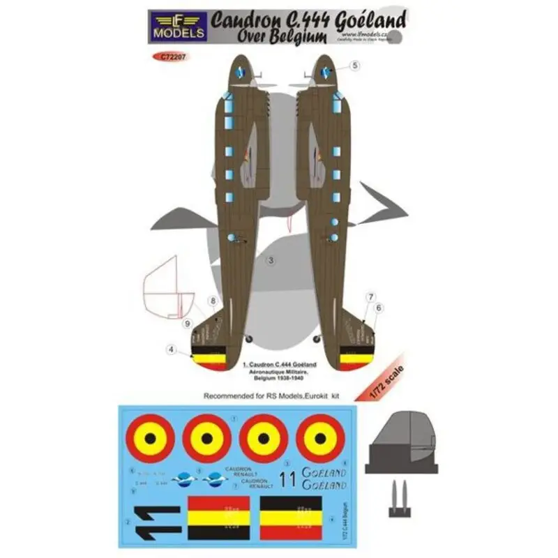 Populair Caudron C.444 Goeland over Belgium (designed to be used with RS Models kits) Accessoire
