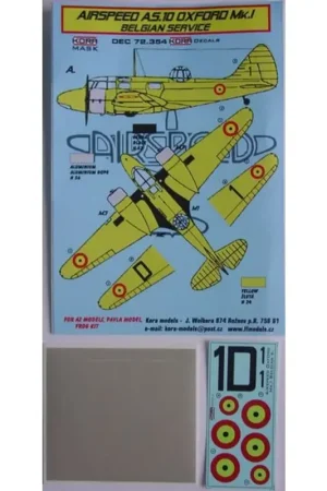 Sticker Airspeed AS.10 Oxford Mk.I (Belgium) (designed to be used with A Model kits) Weekendaanbieding