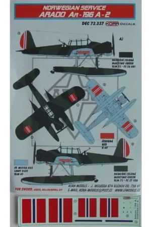 Sticker Arado Ar 196A-2 (Norwegian Service) (designed to be used with Airfix, Encore, Heller and Revell kits) Exclusieve Aanbieding