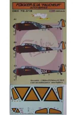 Bestel Nu Sticker Fokker G.1A 'Faucheur' Dutch (designed to be used with MPM kits) Decal