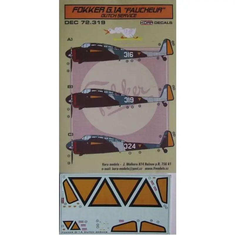 Bestel Nu Sticker Fokker G.1A 'Faucheur' Dutch (designed to be used with MPM kits) Decal