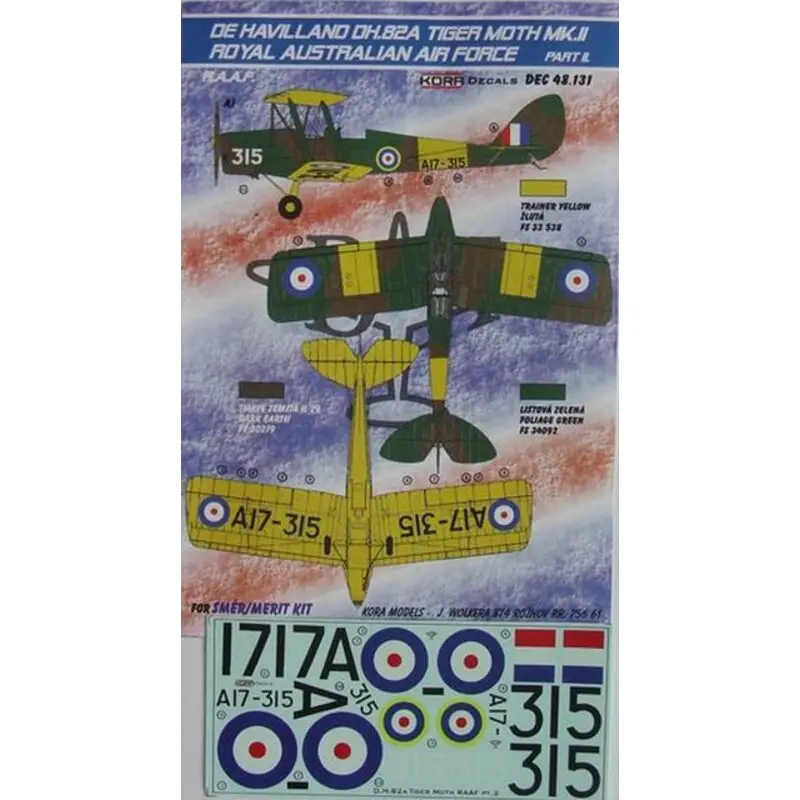 Sticker de Havilland DH.82A Tiger Moth Mk.II (RAAF) (designed to be used with SMER kits) part II Nieuw