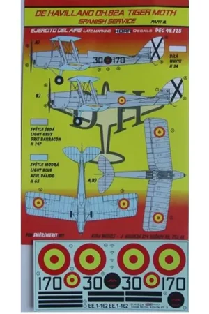 Sticker de Havilland DH.82A Tiger Moth (Spanish Service) (designed to be used with SMER kits) part III. Beperkte Voorraad